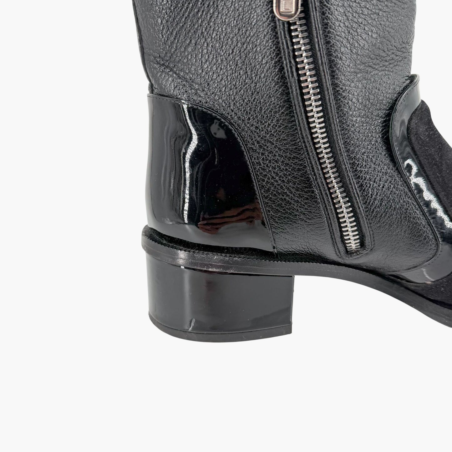 Chanel Cap Toe CC Ankle Boots Black Leather Size 37.5