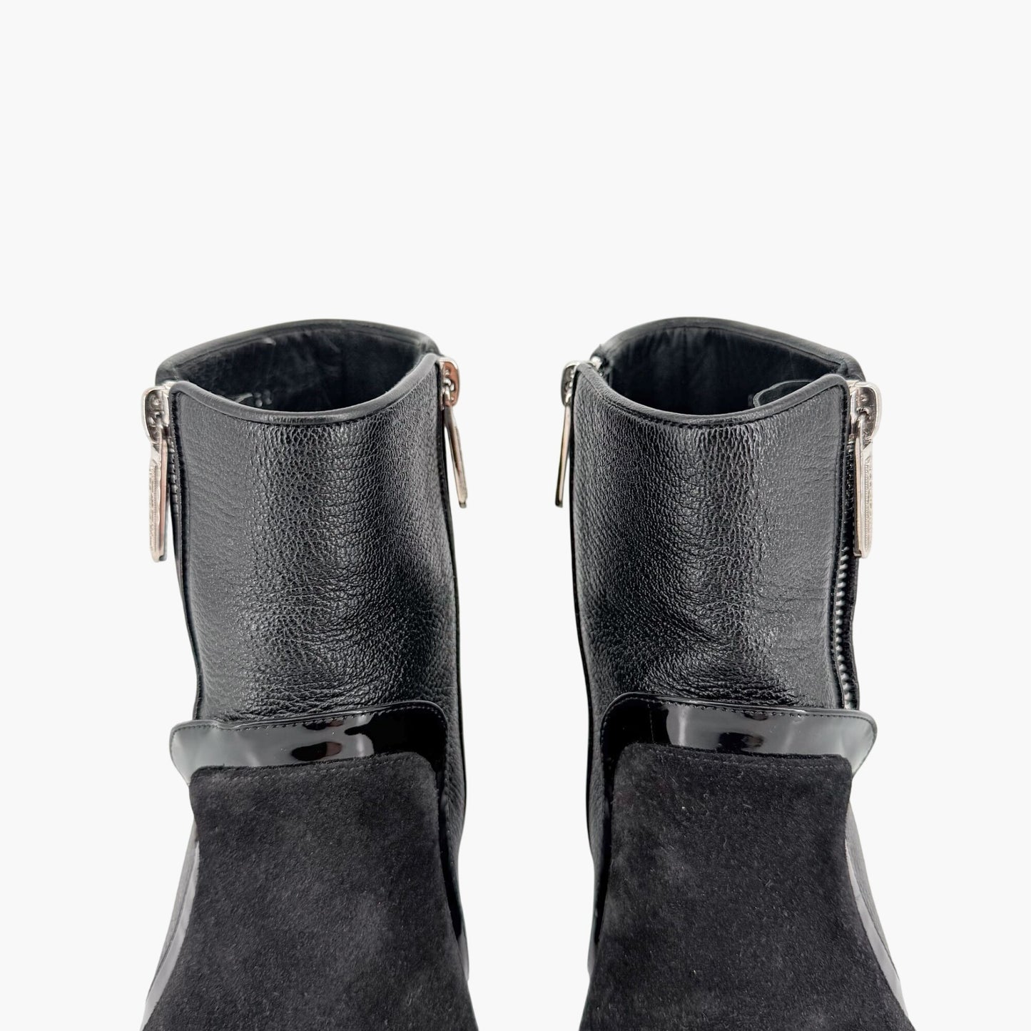 Chanel Cap Toe CC Ankle Boots Black Leather Size 37.5