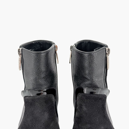 Chanel Cap Toe CC Ankle Boots Black Leather Size 37.5