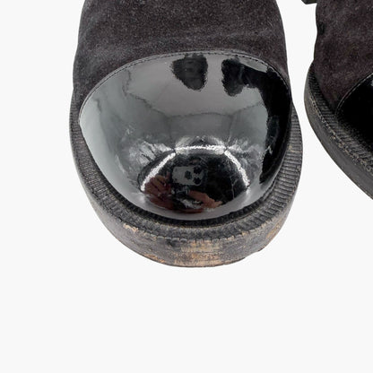 Chanel Cap Toe CC Ankle Boots Black Leather Size 37.5