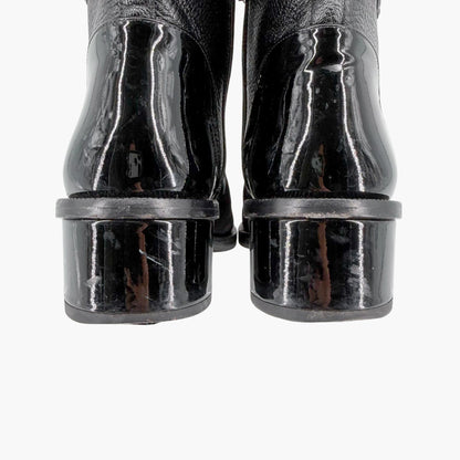 Chanel Cap Toe CC Ankle Boots Black Leather Size 37.5