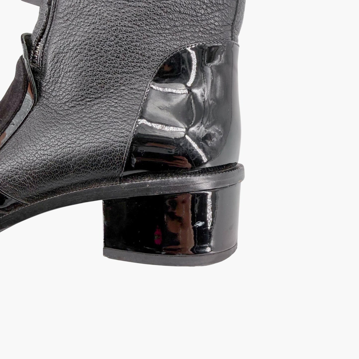 Chanel Cap Toe CC Ankle Boots Black Leather Size 37.5