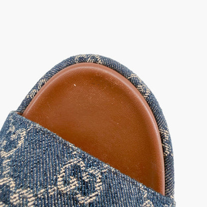 Gucci Angelina GG Denim Platform Slides in Blue Size 40