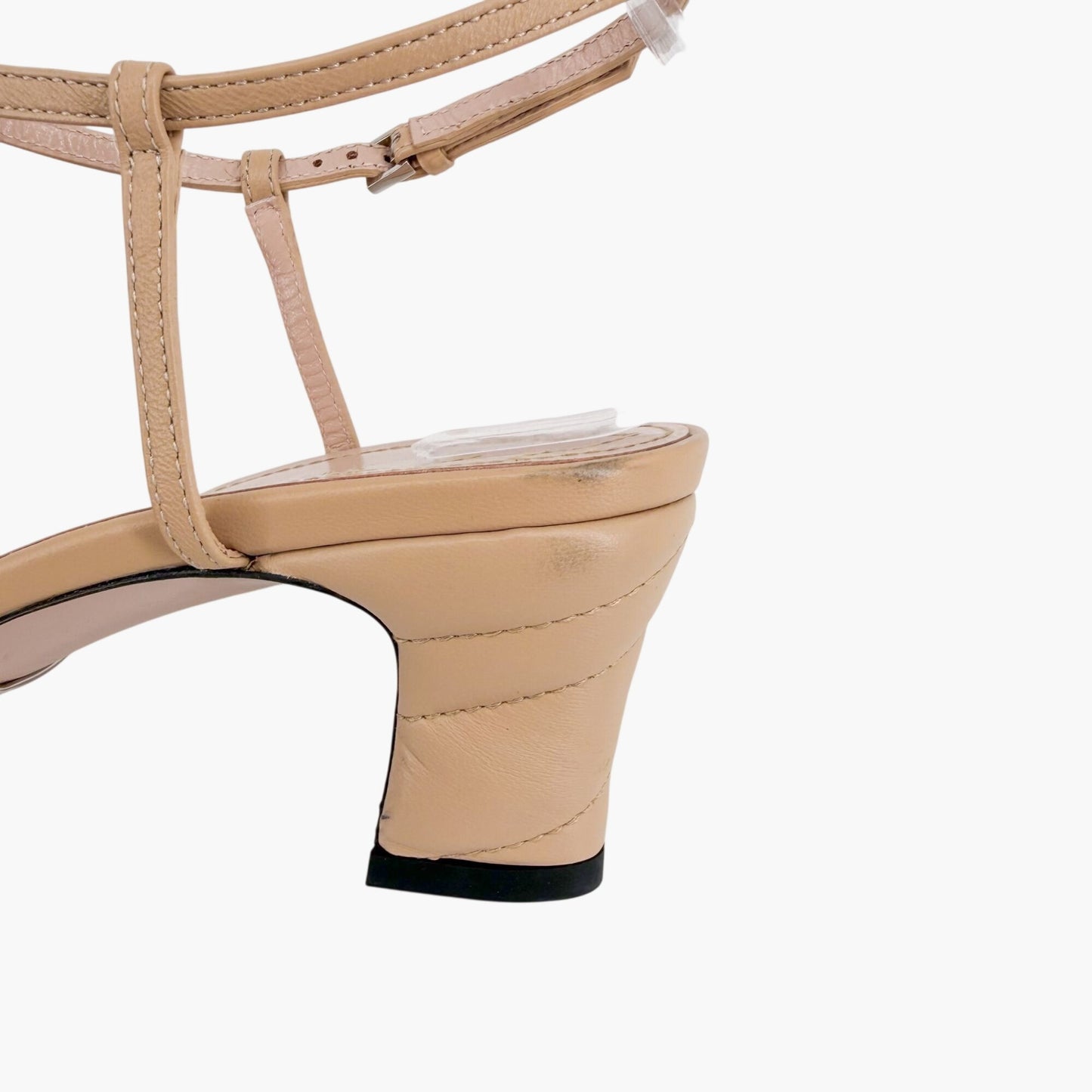 Gucci Petite GG T-Strap Pumps in Beige Leather Size 37.5