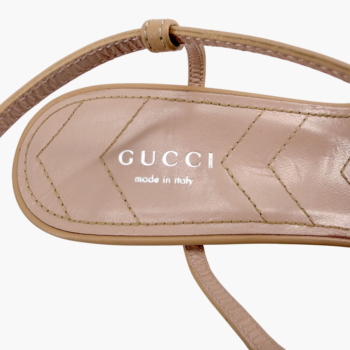 Gucci Petite GG T-Strap Pumps in Beige Leather Size 37.5