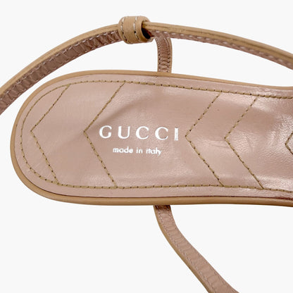 Gucci Petite GG T-Strap Pumps in Beige Leather Size 37.5