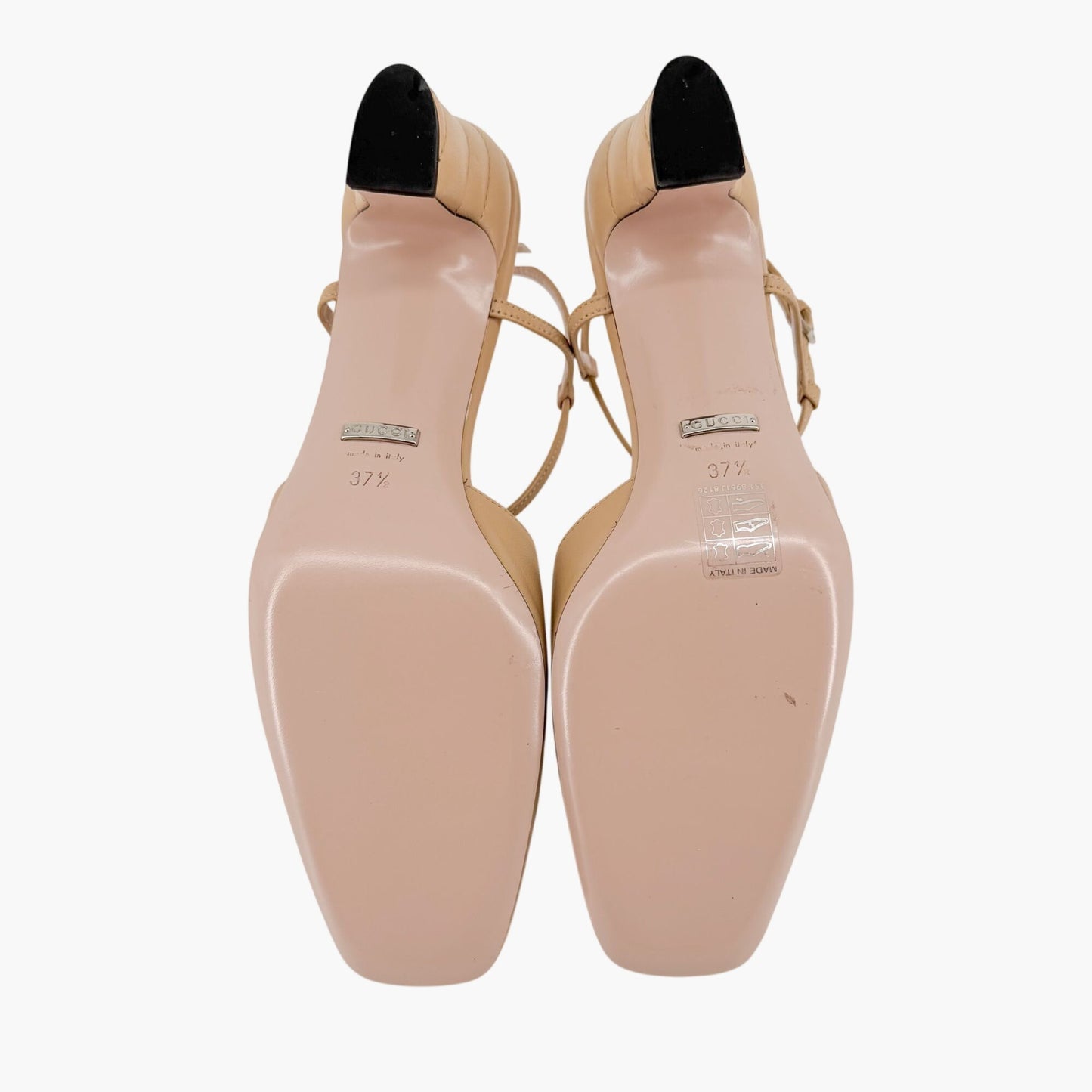 Gucci Petite GG T-Strap Pumps in Beige Leather Size 37.5