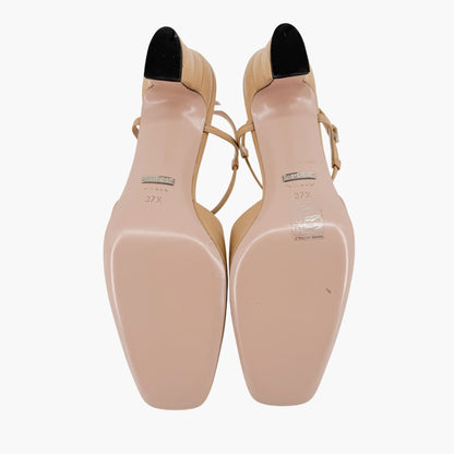 Gucci Petite GG T-Strap Pumps in Beige Leather Size 37.5