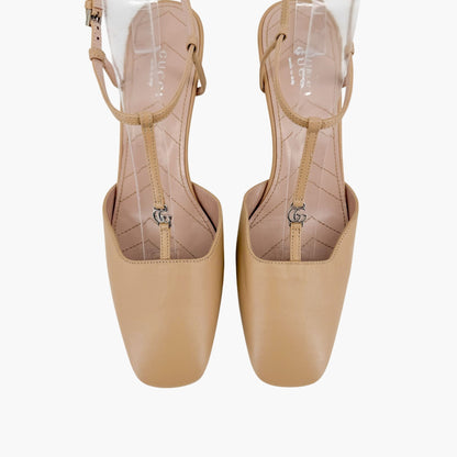 Gucci Petite GG T-Strap Pumps in Beige Leather Size 37.5