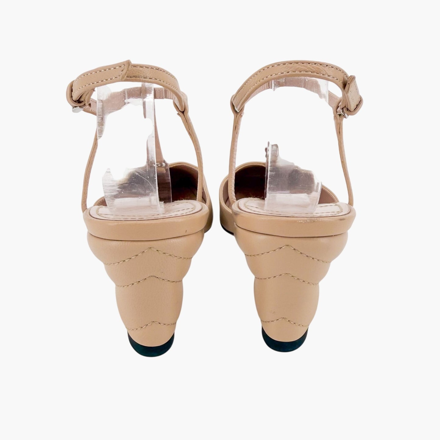 Gucci Petite GG T-Strap Pumps in Beige Leather Size 37.5