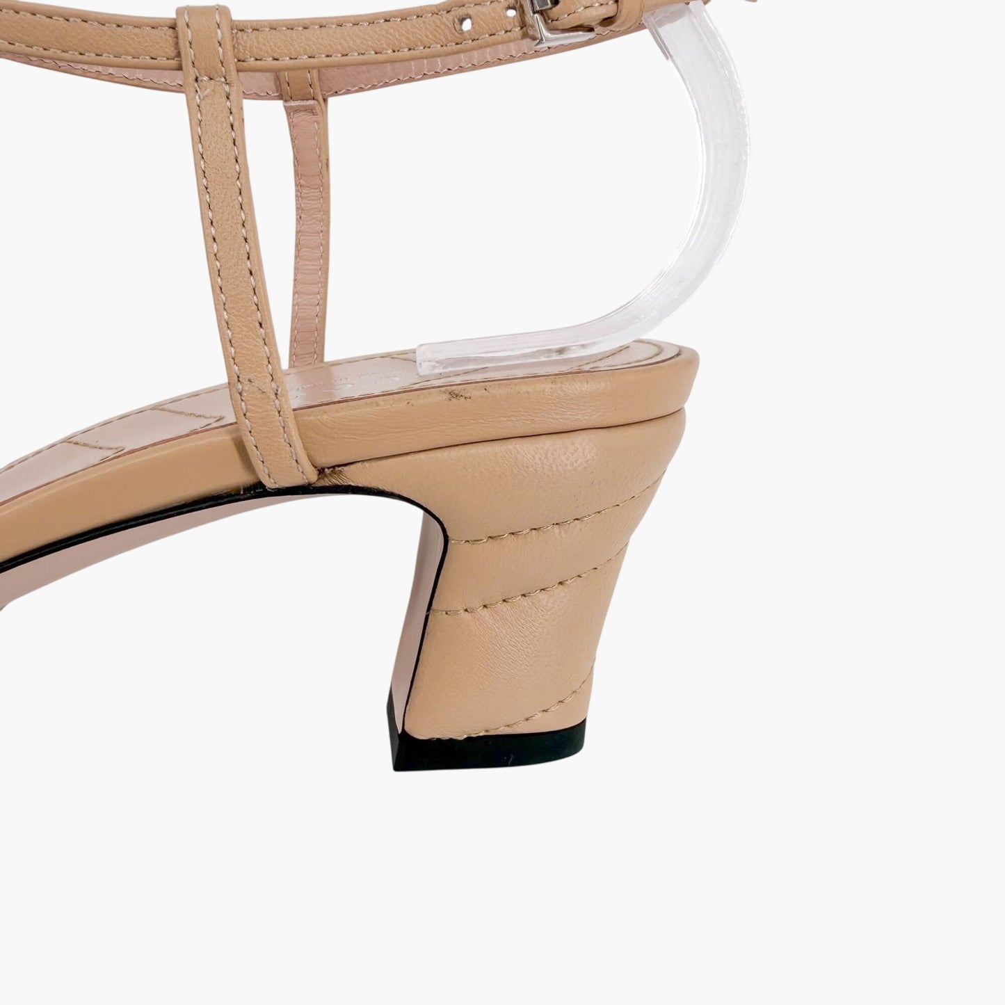 Gucci Petite GG T-Strap Pumps in Beige Leather Size 37.5