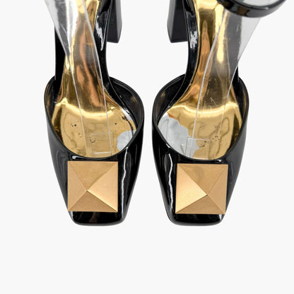 Valentino Garavani One Stud Patent Pumps in Black Patent Leather Size 38