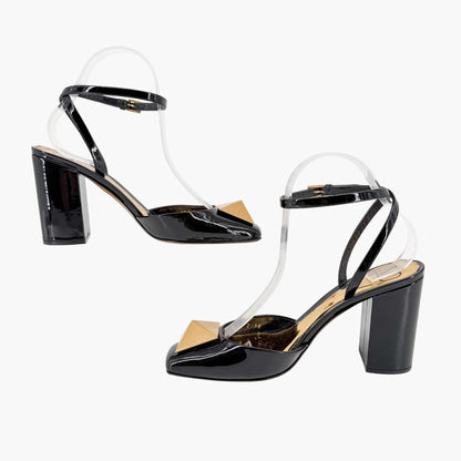 Valentino Garavani One Stud Patent Pumps in Black Patent Leather Size 38