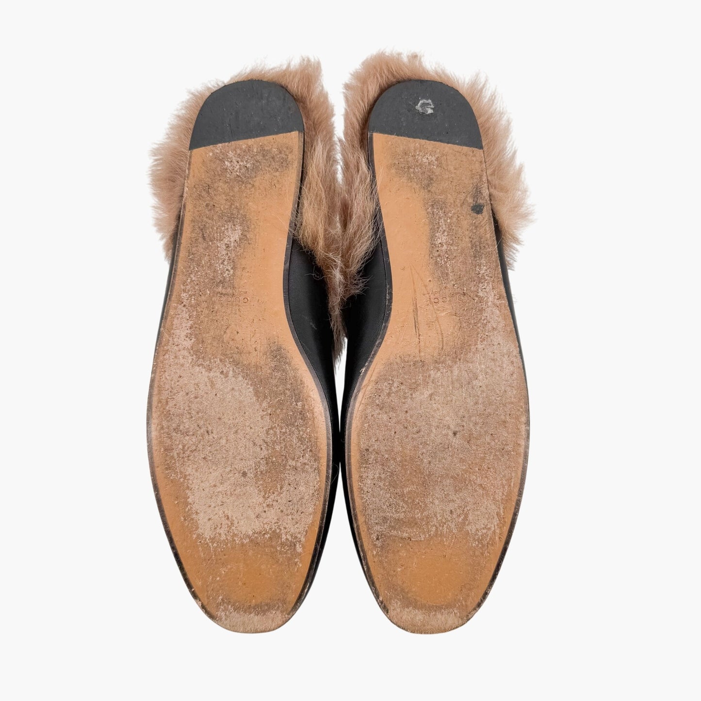 Gucci Princetown Horsebit Fur-Lined Loafer Mule in Black Leather Size 41