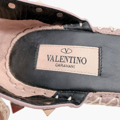 Valentino Garavani Rockstud Wedge Espadrilles Beige Size 40