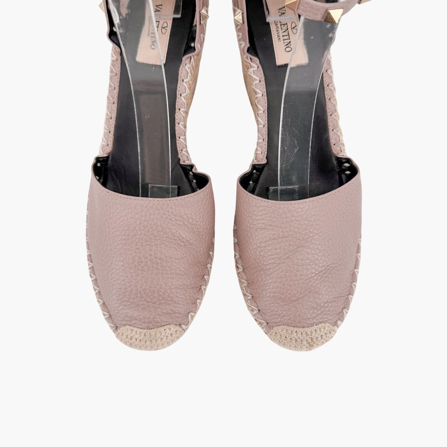 Valentino Garavani Rockstud Wedge Espadrilles Beige Size 40