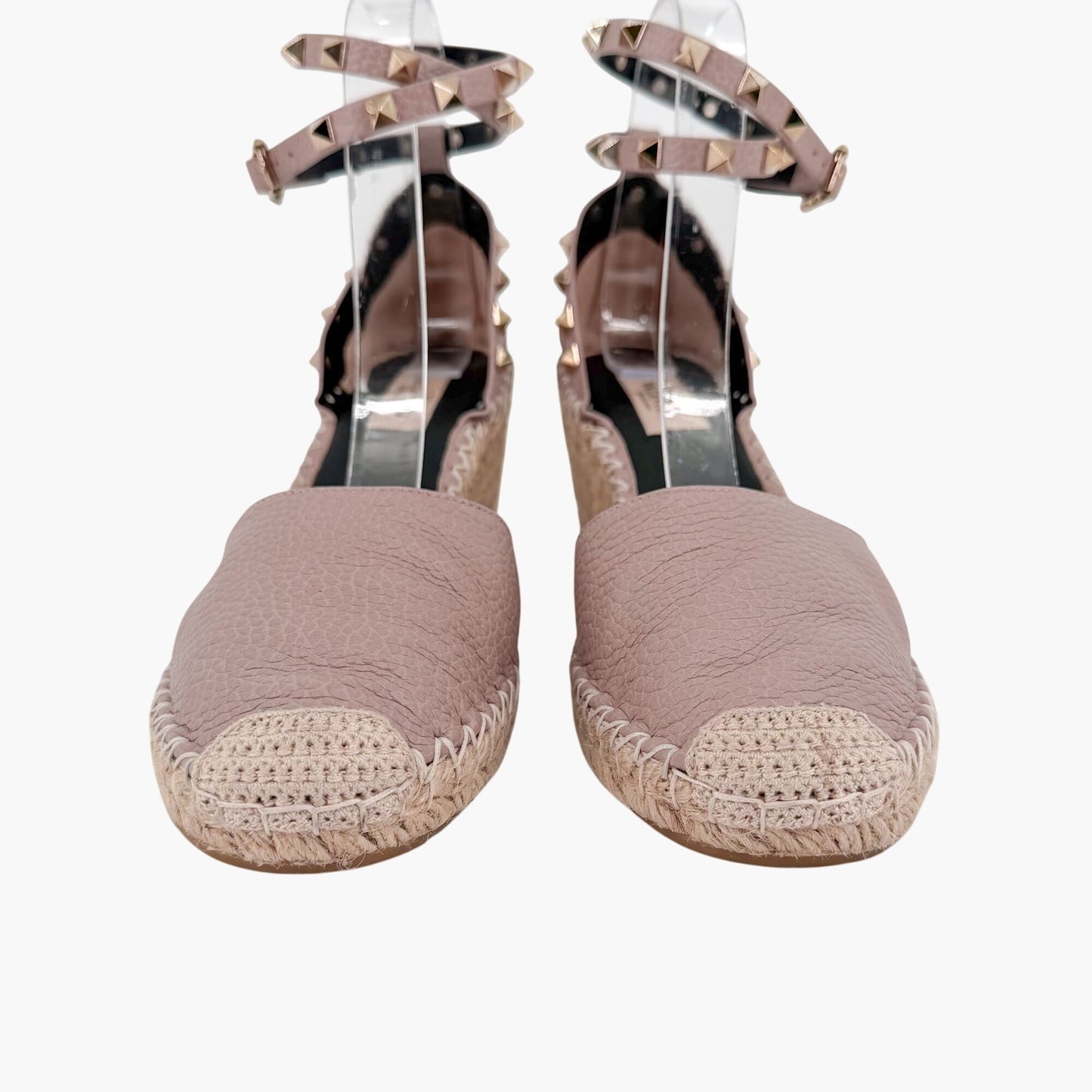 Valentino Garavani Rockstud Wedge Espadrilles Beige Size 40