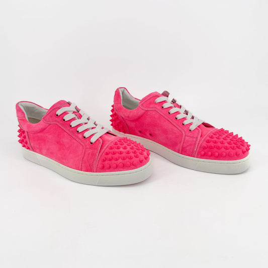 Christian Louboutin Vieira 2 Low Top Spike Sneakers in Pink Poupidou Suede Size 40