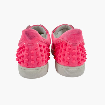 Christian Louboutin Vieira 2 Low Top Spike Sneakers in Pink Poupidou Suede Size 40