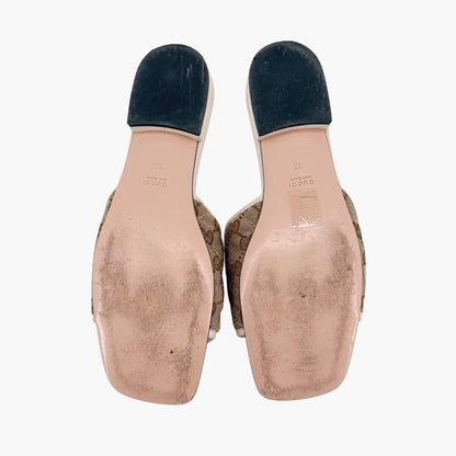 Gucci Marmont GG Jolie Slide Sandals Beige White Size 38