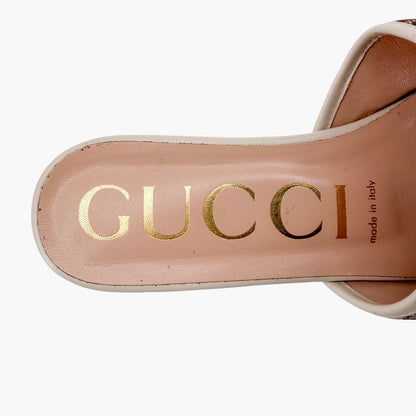 Gucci Marmont GG Jolie Slide Sandals Beige White Size 38