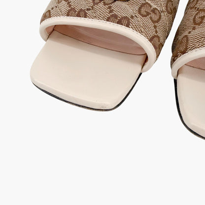 Gucci Marmont GG Jolie Slide Sandals Beige White Size 38