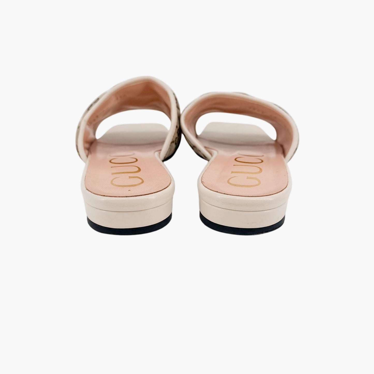 Gucci Marmont GG Jolie Slide Sandals Beige White Size 38