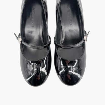Louis Vuitton Black Patent Uniformes Flower Heel Pumps Size 37