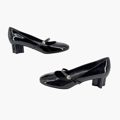 Louis Vuitton Black Patent Uniformes Flower Heel Pumps Size 37