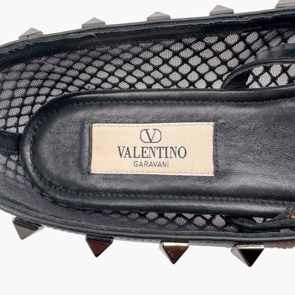 Valentino Rockstud Crystal Mesh Ballet Flats in Black – Size 37.5