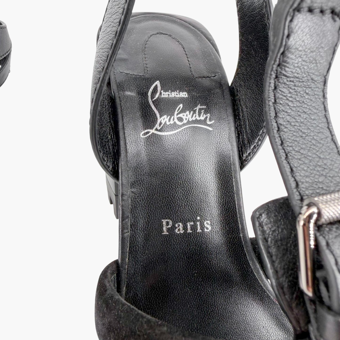 Christian Louboutin Rangerissima Lug Sandals in Black Leather Size 41