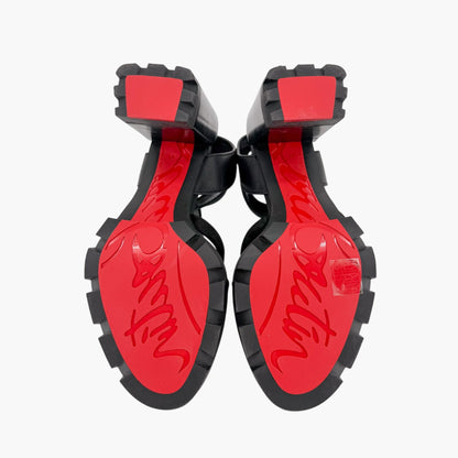 Christian Louboutin Rangerissima Lug Sandals in Black Leather Size 41