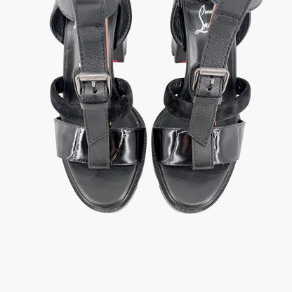 Christian Louboutin Rangerissima Lug Sandals in Black Leather Size 41