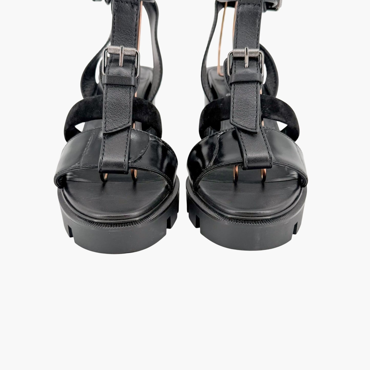 Christian Louboutin Rangerissima Lug Sandals in Black Leather Size 41