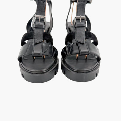 Christian Louboutin Rangerissima Lug Sandals in Black Leather Size 41