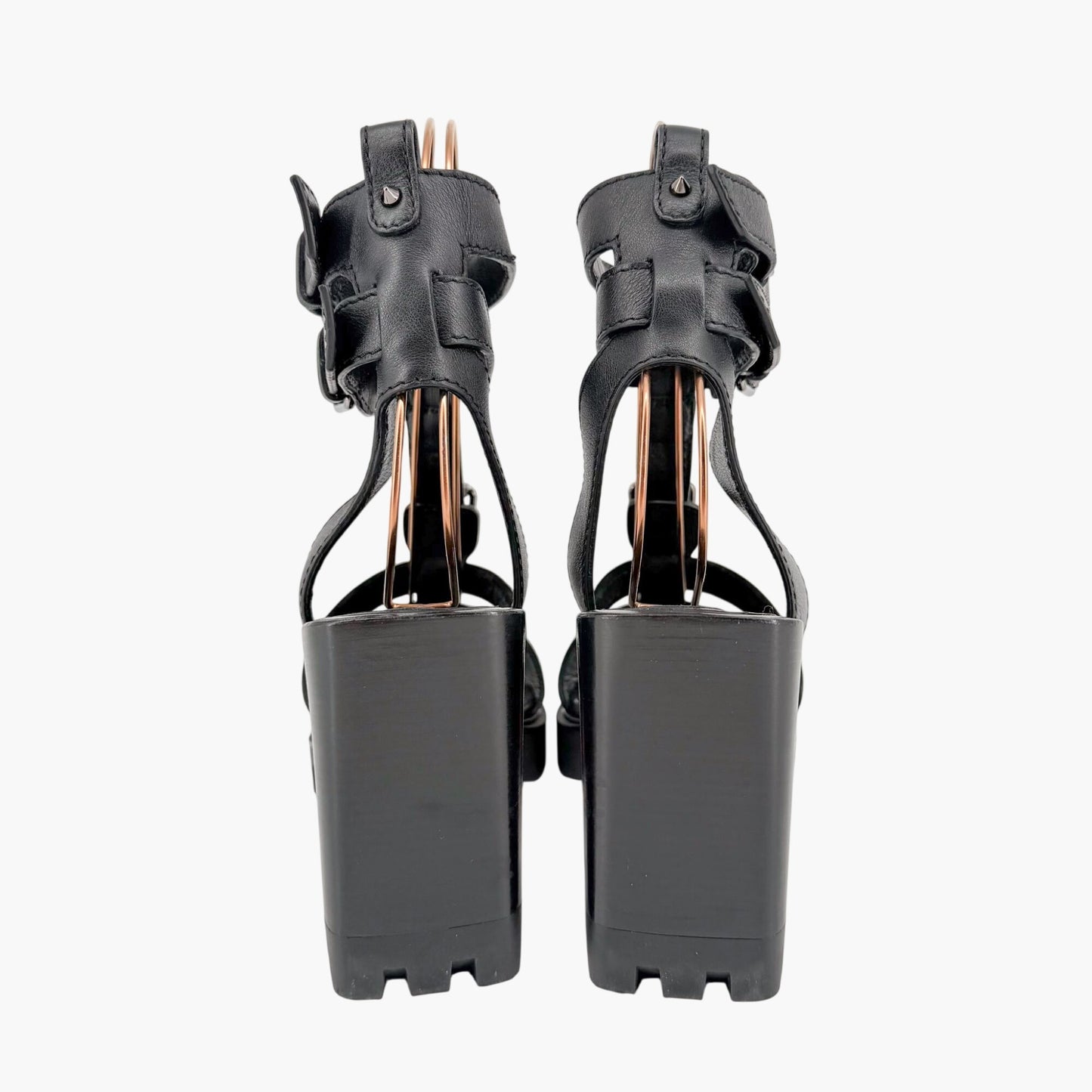 Christian Louboutin Rangerissima Lug Sandals in Black Leather Size 41