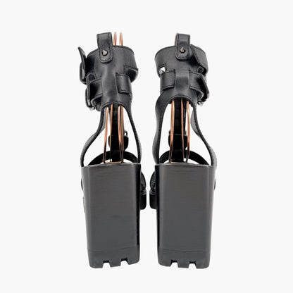 Christian Louboutin Rangerissima Lug Sandals in Black Leather Size 41