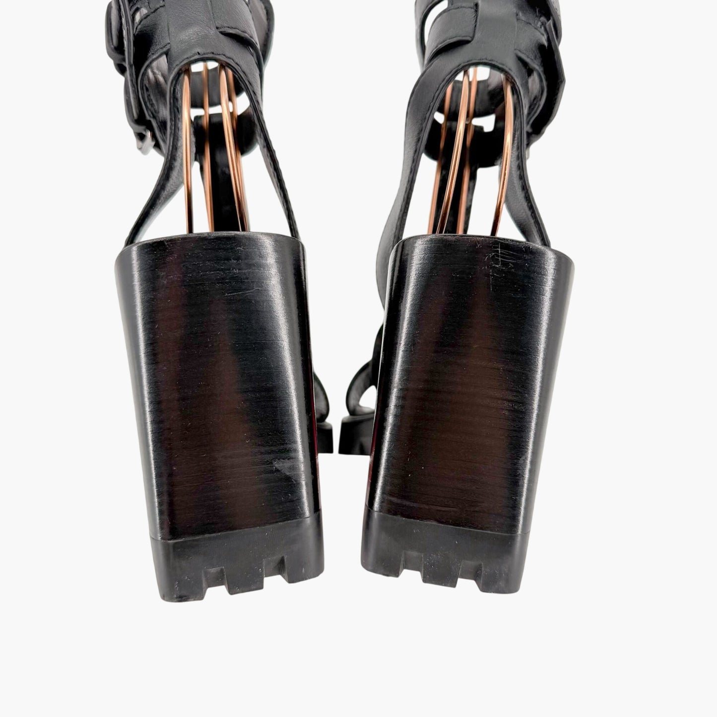 Christian Louboutin Rangerissima Lug Sandals in Black Leather Size 41
