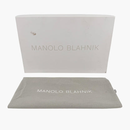 Manolo Blahnik Hangisi Crystal Ballet Flats in Blue Embroidered Mesh Size 37.5