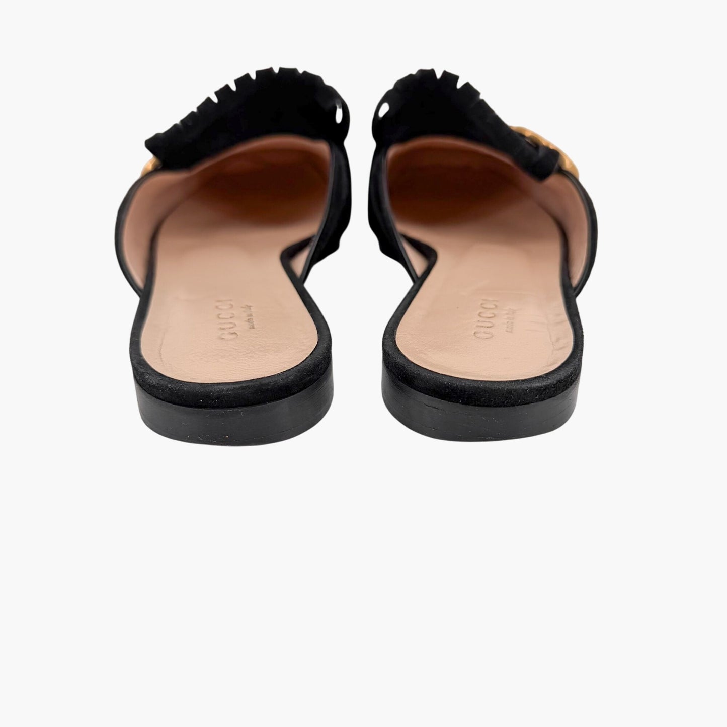 Gucci Marmont GG Fringe Black Suede Mules Size 37