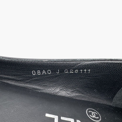 Chanel Cap Toe CC Ballet Flats in Black Patent Leather Size 38.5