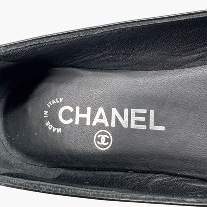 Chanel Cap Toe CC Ballet Flats in Black Patent Leather Size 38.5