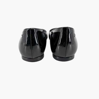 Chanel Cap Toe CC Ballet Flats in Black Patent Leather Size 38.5