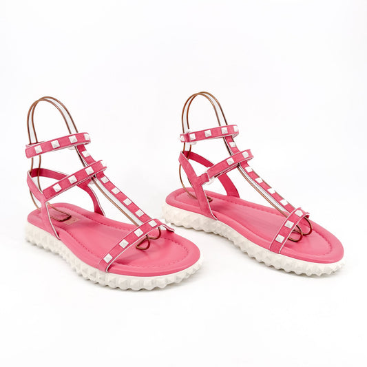 Valentino Garavani Free Rockstud Gladiator Sandals in Pink Suede – Size 39