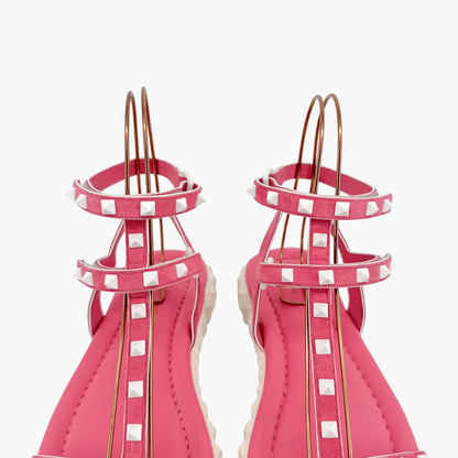 Valentino Garavani Free Rockstud Gladiator Sandals in Pink Suede – Size 39