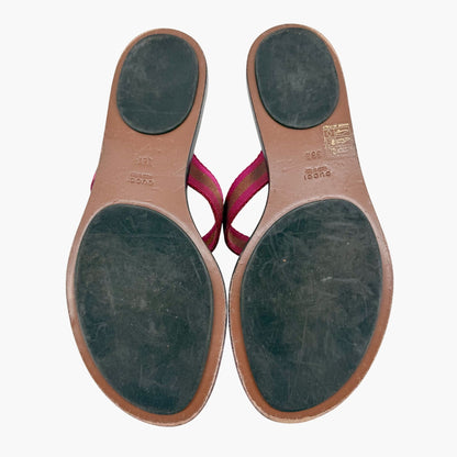 Gucci Brown GG Web Stripe Thong Sandals Size 38.5