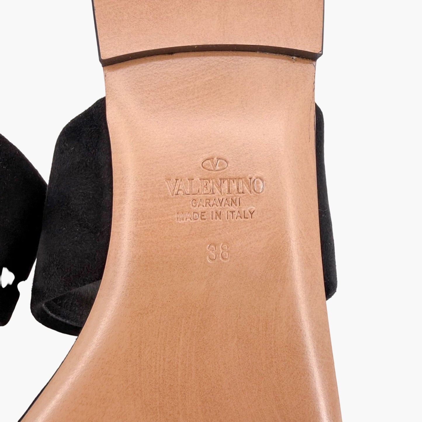 Valentino Garavani One Stud Thong Sandals in Black Suede Size 38
