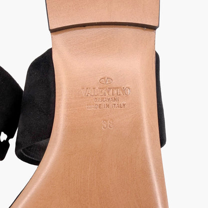 Valentino Garavani One Stud Thong Sandals in Black Suede Size 38