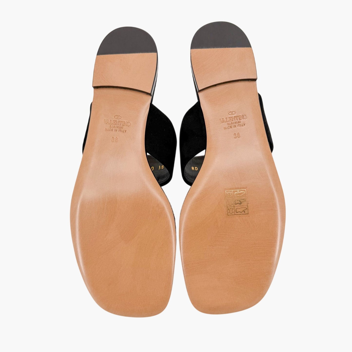 Valentino Garavani One Stud Thong Sandals in Black Suede Size 38