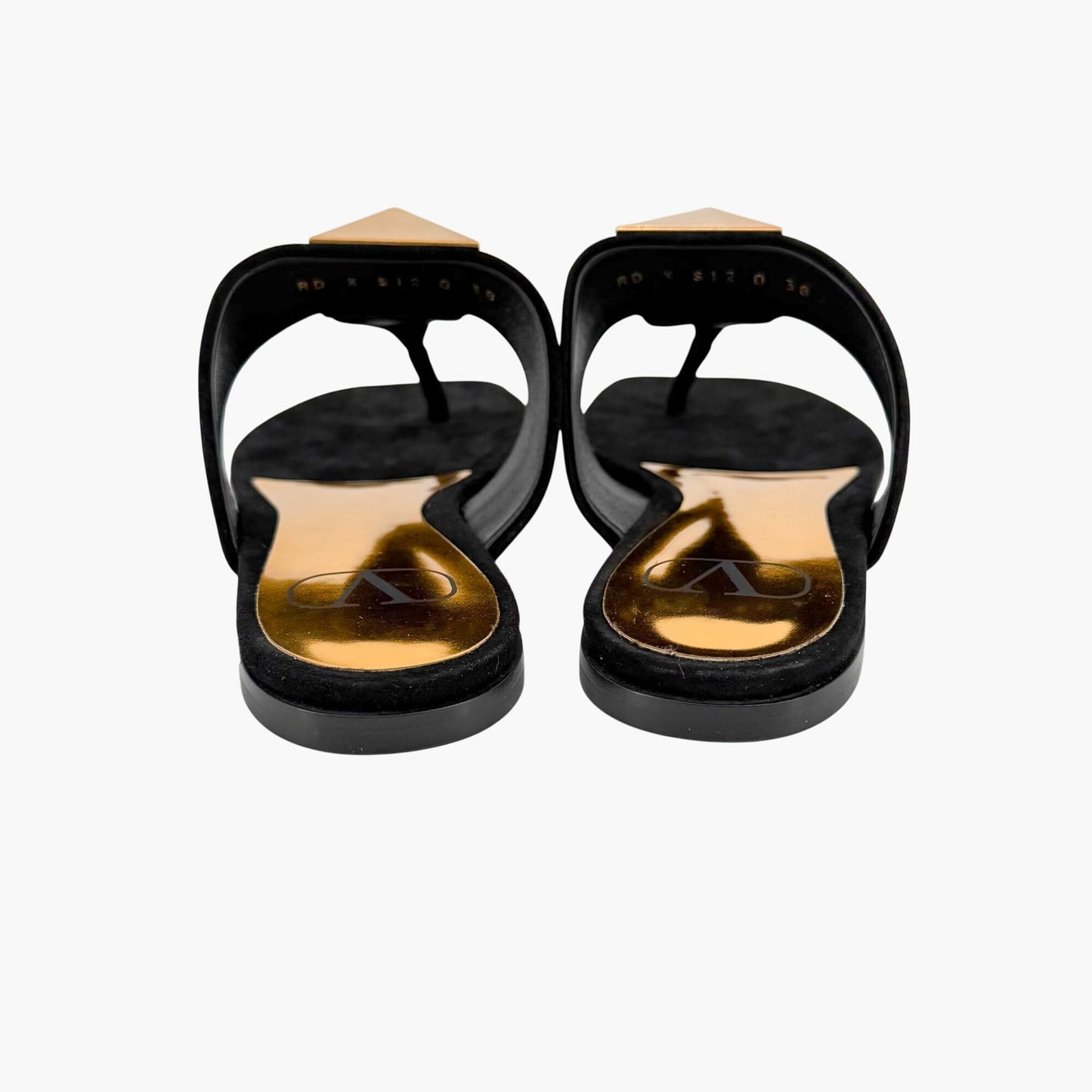 Valentino Garavani One Stud Thong Sandals in Black Suede Size 38